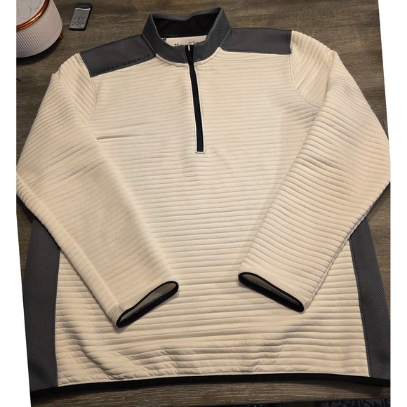 Under Armour Other - Under Armour ColdGear Golf Pullover White Grey 1/4 Zip Loose Fit Sz XL